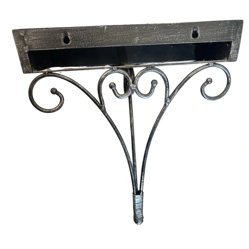 Ornate Vintage Stone and Wrought Iron Tan Brown Wall Mount Sconce Shelf (2 of 2)